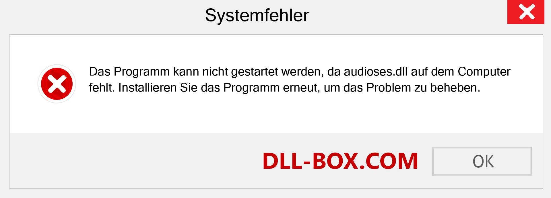 audioses.dll-Datei fehlt?. Download für Windows 7, 8, 10 - Fix audioses dll Missing Error unter Windows, Fotos, Bildern