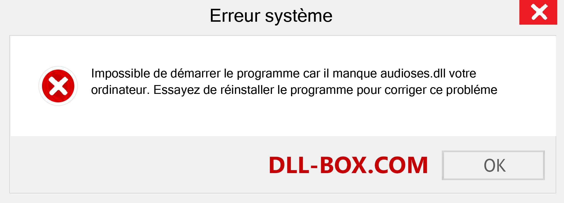 Le fichier audioses.dll est manquant ?. Télécharger pour Windows 7, 8, 10 - Correction de l'erreur manquante audioses dll sur Windows, photos, images